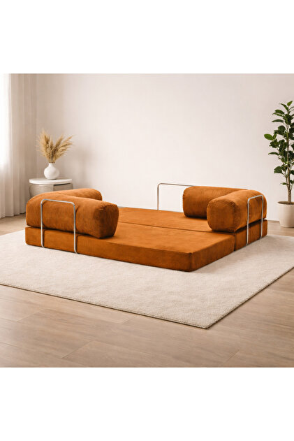 NESTİME 200x100 ComfortNest Fitilli Kadife Kanepe| Yatak Olabilen