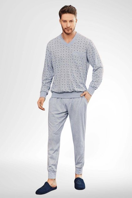 By Mecit 2757 Blue Summer Men's Large Size Pajama Set