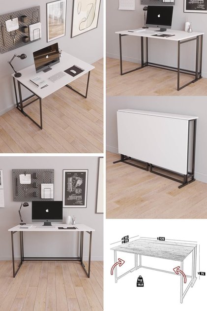 Worklife Katlanabilir Çalışma Masası Bilgisayar Masası Çizim Masası (beyaz)