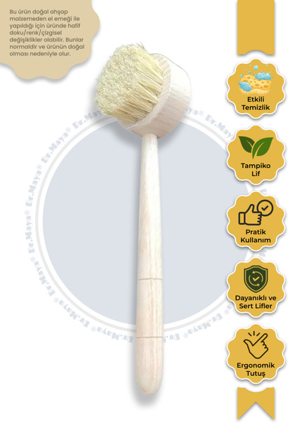 Organic Cleaning Brush with Handle | Tampiko Fiber, Wood, Durable and Natural Surface Cleaning