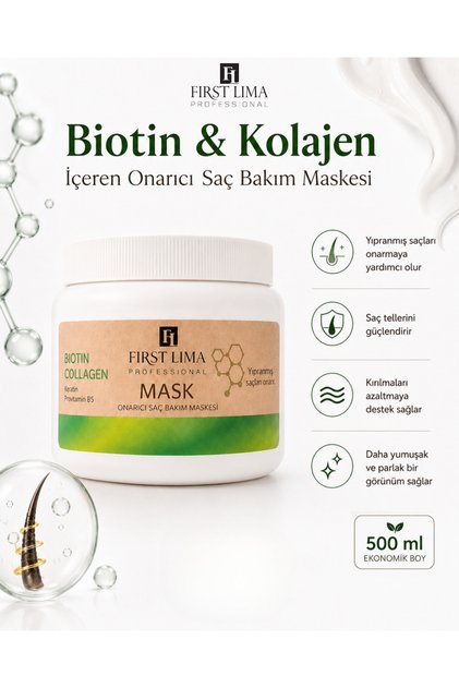Yıpranmış Saçlar Için Onarıcı Biotin & Collagen Saç Maskesi 500 Ml