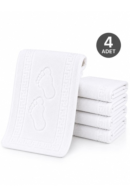 4-Piece Bathroom Foot Towel Set White Striped 50X70 cm
