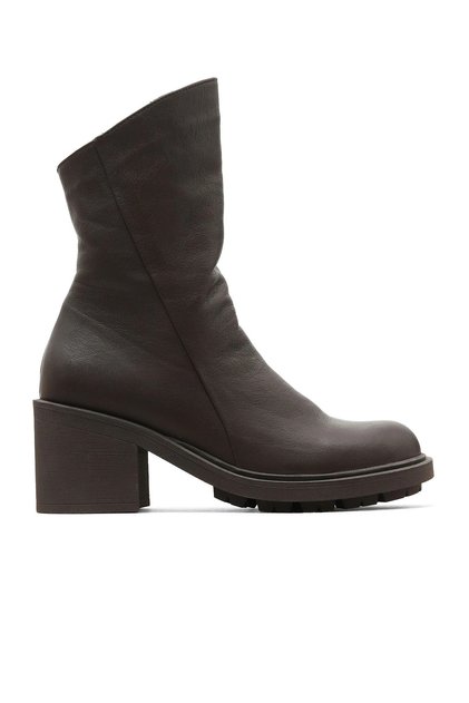 Brown Leather Women's Heeled Boots 01Wz7905