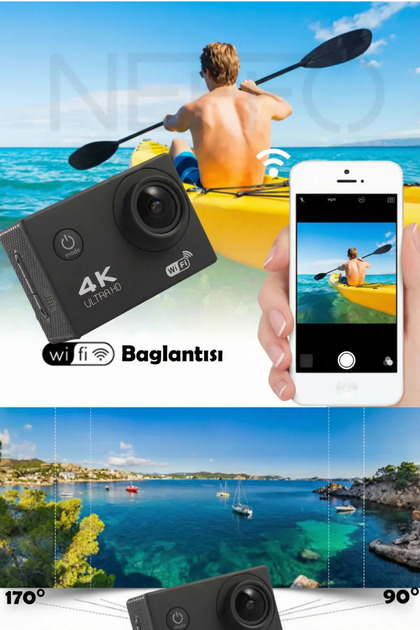 NEFFO Motorcu Seti 4K Aksiyon Kamerası + Intercom V10 – Motorcu