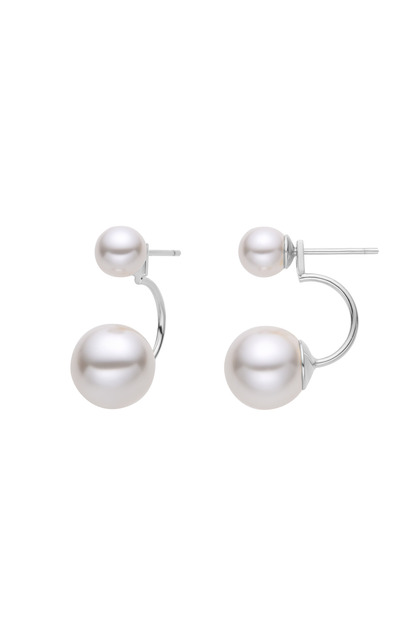 Cercei Argint Pearl Anchor XL Argint placat cu rodiu / Shellpearls / Alb
