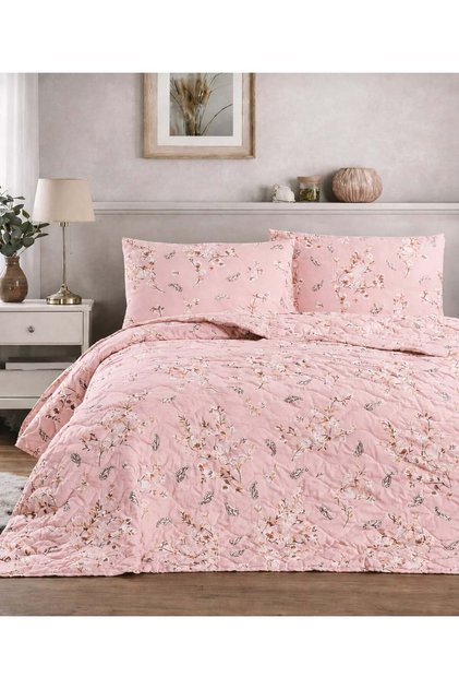 Double Floral Patterned Multi-Purpose Bedspread & Pique with 2 Pillowcases / 200*220