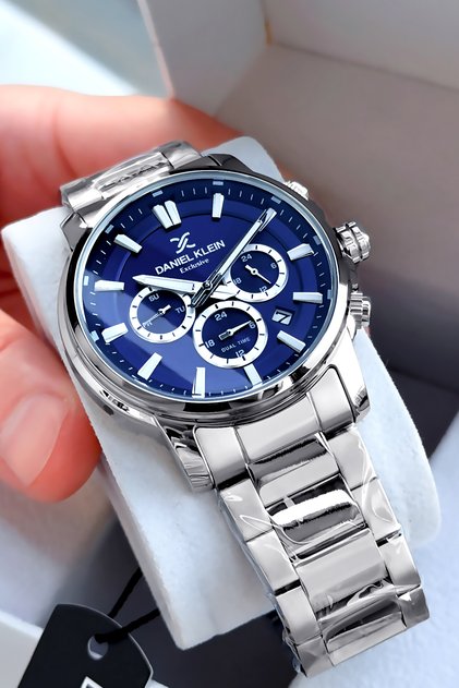 Exclusive Gift Men's Watch - 3 Atm Water Resistant - Silver Blue Color - Steel Band Dke2051C1
