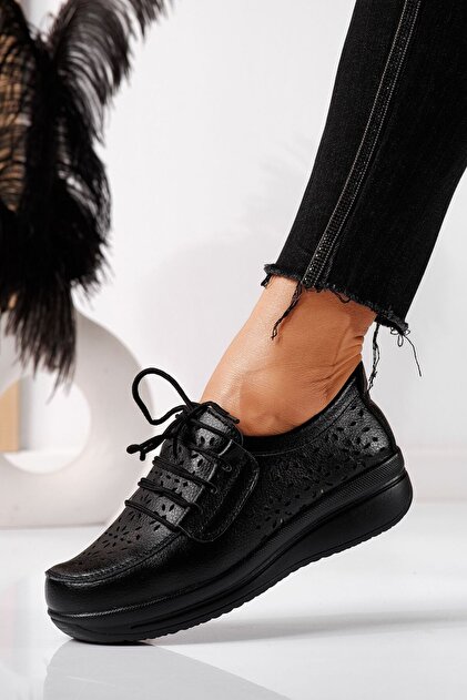 Pantofi casual dama negri din piele naturala Ilina #21545