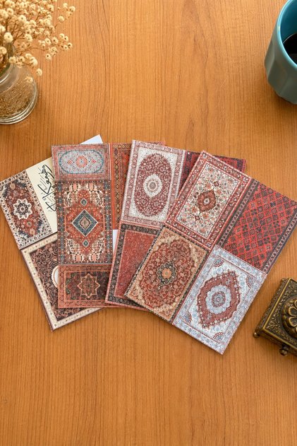 Kırmızı Etnik Desen Halı Sticker Seti Journal/Scrapbook/Sticker