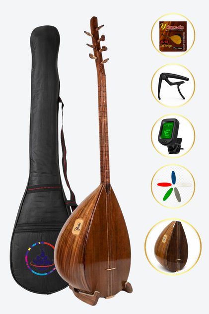 YB-40CP Profesyonel Bağlama Kısa Sap Ceviz Saz (Kılıf, Tel, Mızrap Hediyeli)