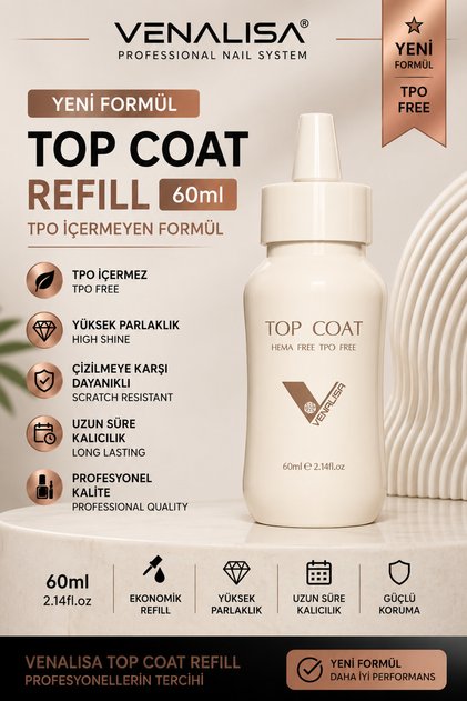 Top Coat 60 ml Bulk Kutu Hema Free TPO Free