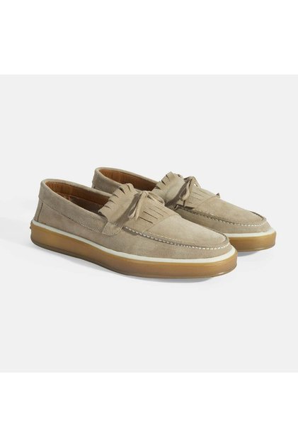 Men's Beige Suede Tasseled Loafer