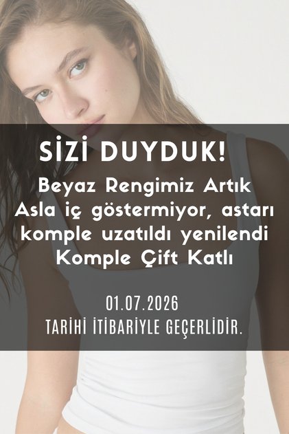 Kadın %95 Pamuk Kare Yaka Askılı Body - Beyaz 2