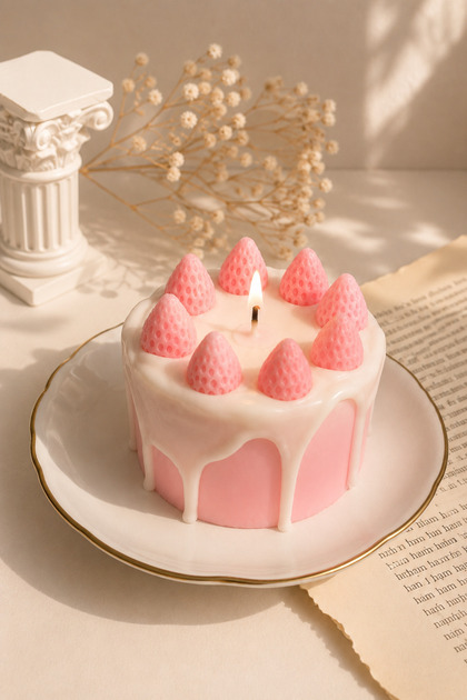 lıghts of candle handmade & 2020 Çilekli Bardak Mum - Fiyatı