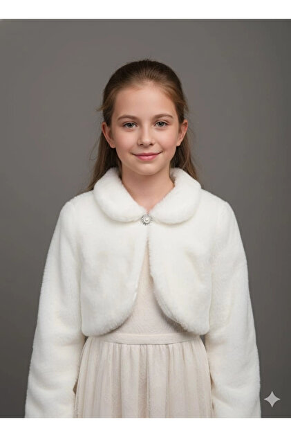 Esila Kids 4102-1 Kürklü Peluş Kız Çocuk Bolero