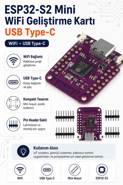 ESP32-S2 Mini WiFi Geliştirme Kartı - USB Type-C