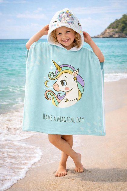 Πετσέτα παραλίας Moon Unicorn Kids Poncho
