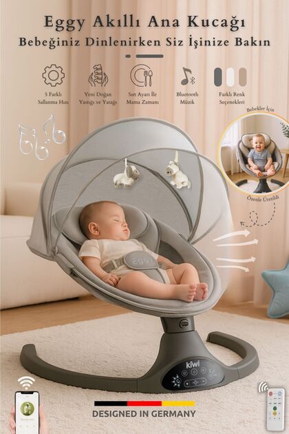 Kiwi Eggy Plus Elektrikli Otomatik Sallanan Bebek Ana Kucağı, 5