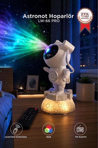 Torima Astronot Bluetooth Hoparlör Müzik Çalarlı Kumandalı Gece