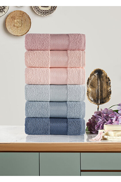 6-Pack Darla Cotton Hand and Face Towels 50X85 cm | Extra Soft Textured Dowry Set