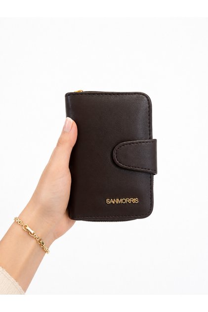 Women's Stylish Bag with Faux Leather Zipper and Snap Compartments Wallet S-2003