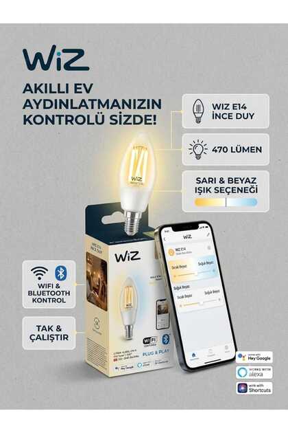 40W Sarı-Beyaz Ambiyans E14 Şeffaf Cam Akıllı Filament Ampul (C35)
