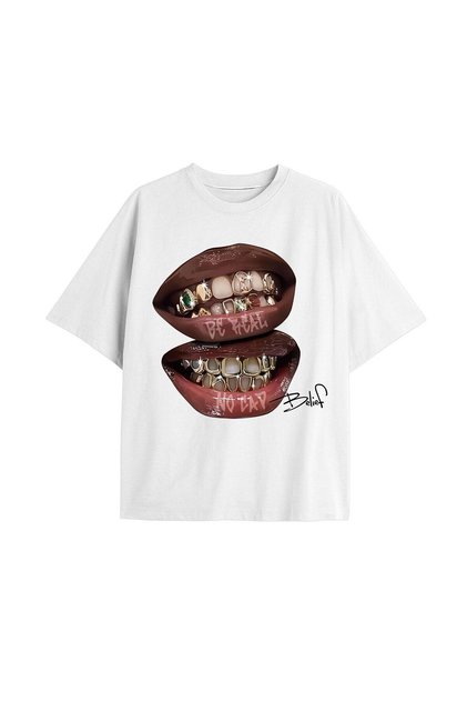 Adrift SeusCraft Beyaz Belief Grillz Tişört - Baskılı Oversize Yazlık T-Shirt Bisiklet