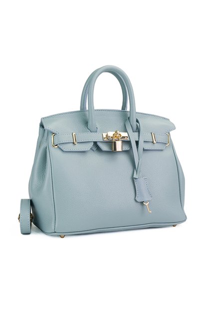 Poseta Piele Edith - Bleu Simplu, Geanta Casual din Piele Naturala, Geanta, Genti