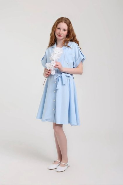 10-14 Years Old Elsa Moon Girl's Dress-Blue