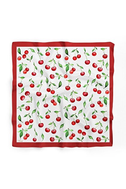 One Size Women's Cherry Patterned Scarf Bandana Red