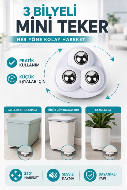 White 4-Piece Mini Furniture Caster Wheel, Multi-Purpose Item Caster Wheel for Airfry Bottle Cleaning Bucket Chest