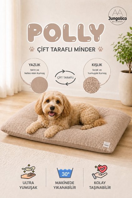 Polly, Çift Taraflı Kullanılabilen, Çok Amaçlı, Yıkanabilir Kedi Ve Köpek Yatağı Ve Yer Minderi