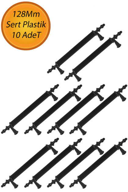 (Hard Plastic) Zeus 128 mm Black Furniture Drawer Kitchen Cabinet Cupboard Handle Handle Handles 10 Pcs.