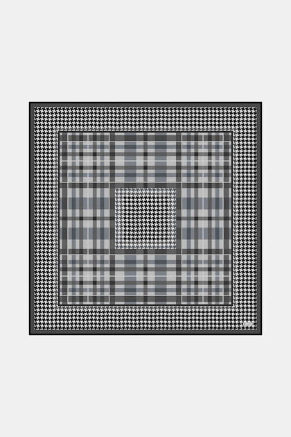 Black Plaid Twill Scarf