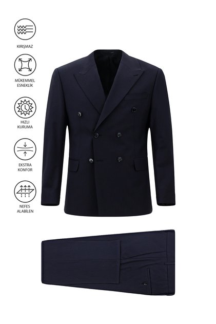 6 Drop Regular Fit Standard Cut Flex Suit Wool Piece Striped Double-Breasted Bag Piece Suit