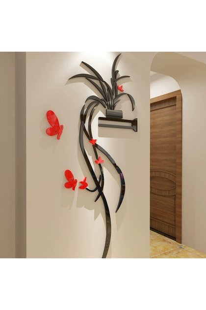 30x63cm 63 3D Acrylic Orchid Flower Wall Sticker Self-adhesion Home Decor Living Room TV Background