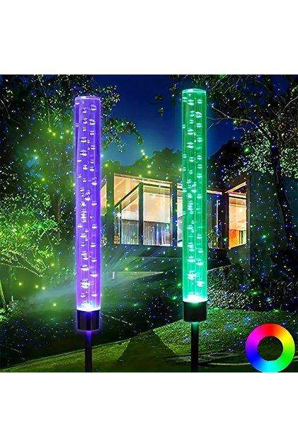 1 zhizhuang RGB Solar Reed Bulb Bubble Stick RGB Color Acrylic Patio Park Landscape Spot Lawn Garden