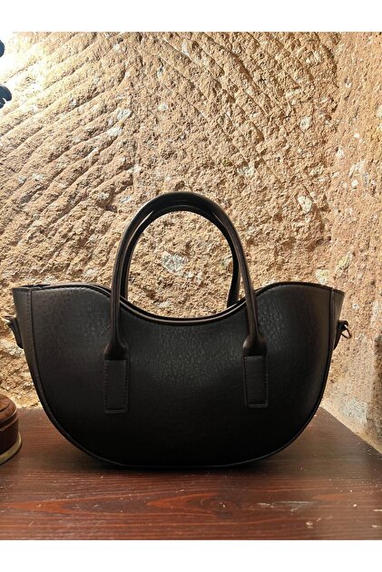 todays co Kayık Black Color Leather Bag with Strap- Trendyol