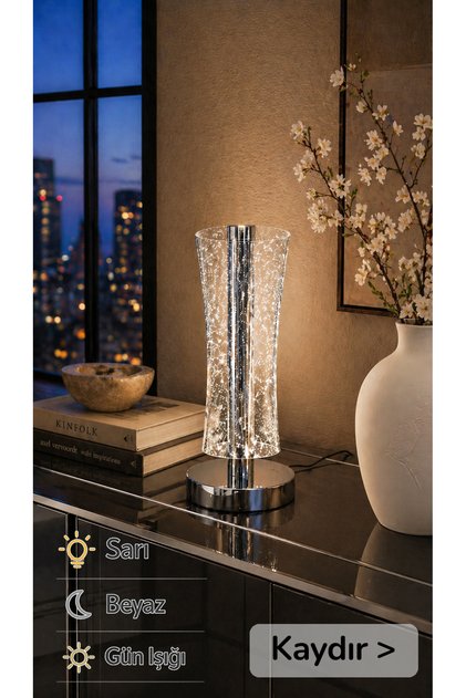 Silver Glitter Aura Table Lamp