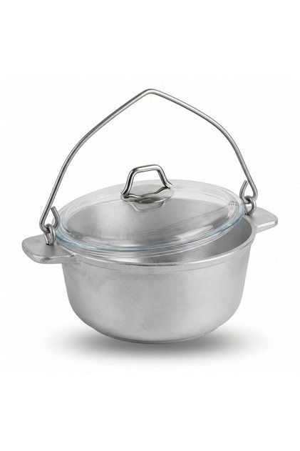 Ceaun din Aluminiu alimentar turnat 2,0 L cu toartă + capac-sticlă Ø 200 mm
