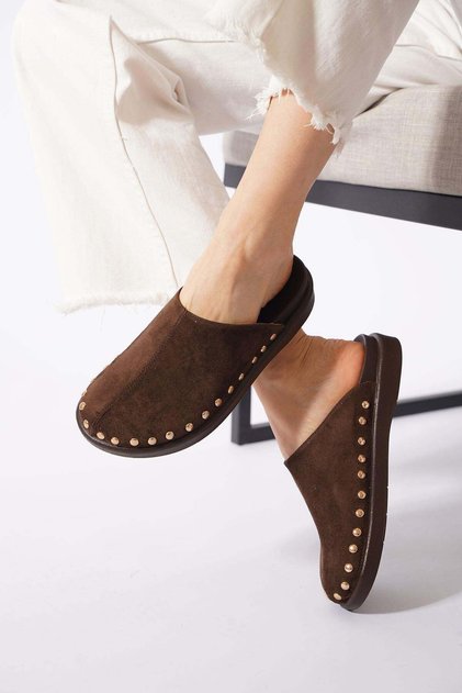Uteras Komle Troklu Women's Daily Slippers Brown Suede