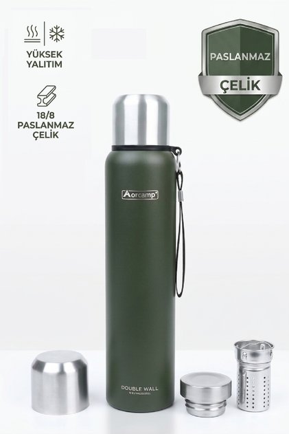 Orcamp Termos Çift Katmanlı Paslanmaz Çelik Vakumlu 1000 Ml - Outdoor Kamp Seyahat Sıcak Soğuk Tutucu