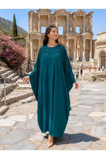 Pearl-Detailed Ferace Dress in Sizes 40-56