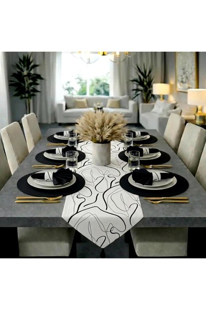 American Service Set, New Season, 6 Black Supla Napkins, 6 Black Napkins, 6 Napkin Rings and Runner Cover Black Knot Tk