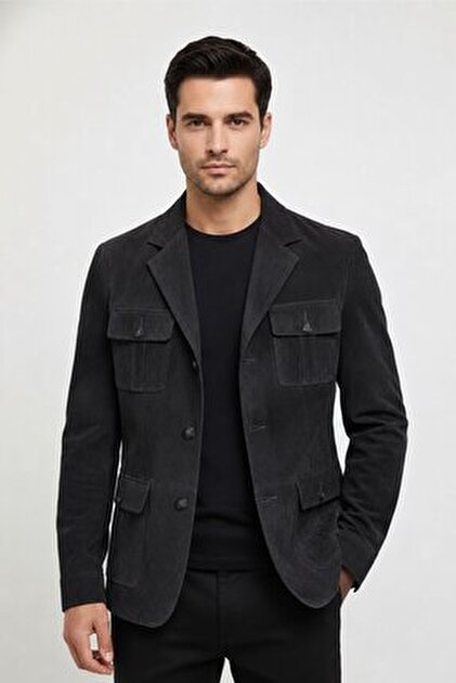 Edwox Erkek Slim Fit Cepli Nubuk Ceket Yeşil Edw081 - Fiyatı