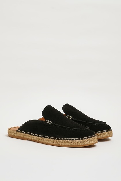 Manas Model Genuine Suede Leather Rubber Sole Slippers