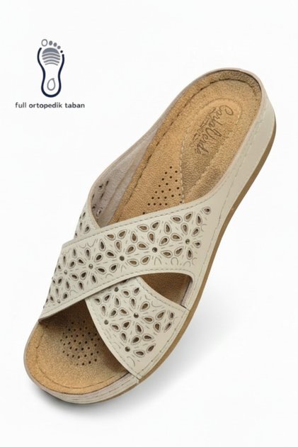 2274 Orthopedic Sole Comfortable Fit Women's Slippers - Lightweight Comfortable Puff Sole Cross-Strapped Anatomical Slippers