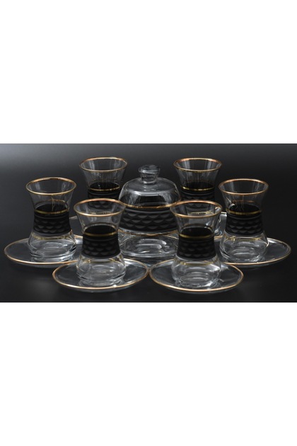 Başaks1 Almond Decor Gold Detailed Tea Set Sugar Bowl 13 Pieces