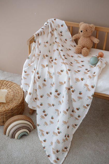 %100 Pamuklu, 2 Kat Müslin Örtü - Daisy Bee