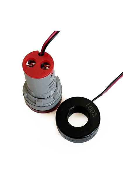 22mm Dijital Ampermetre Yuvarlak AC 60-500V 0-100A KIRMIZI
